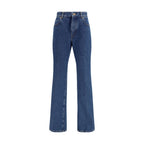 Blue Cotton Straight-Leg Jeans