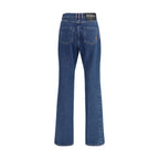 Blue Cotton Straight-Leg Jeans