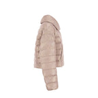 Beige Metallic Fibre Full-Length Jacket
