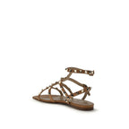 Beige Calf Leather Bos Taurus Flat Sandals