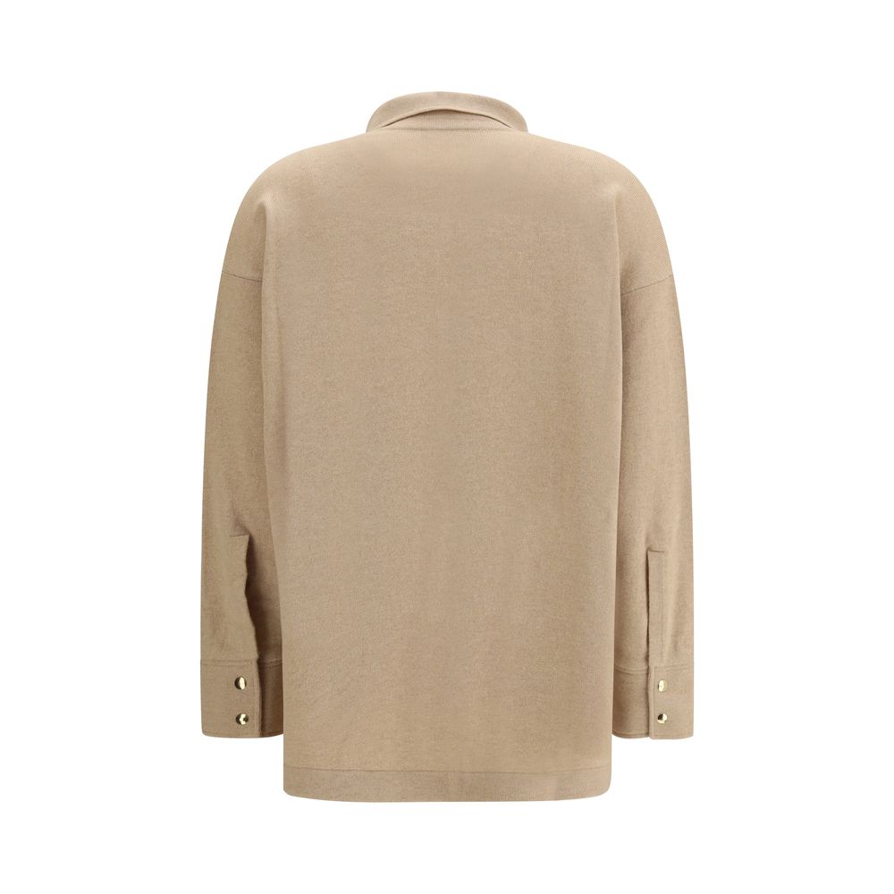 Beige Fleece Wool Dress Shirt