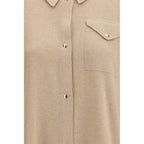 Beige Fleece Wool Dress Shirt