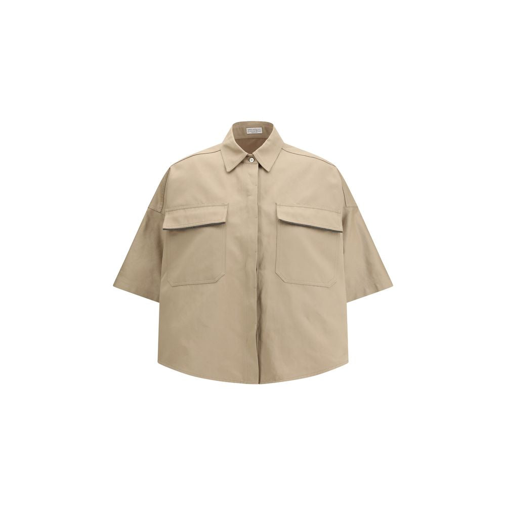 Beige Cotton Shortsleeve Shirt