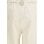 Beige Cotton Casual Pants