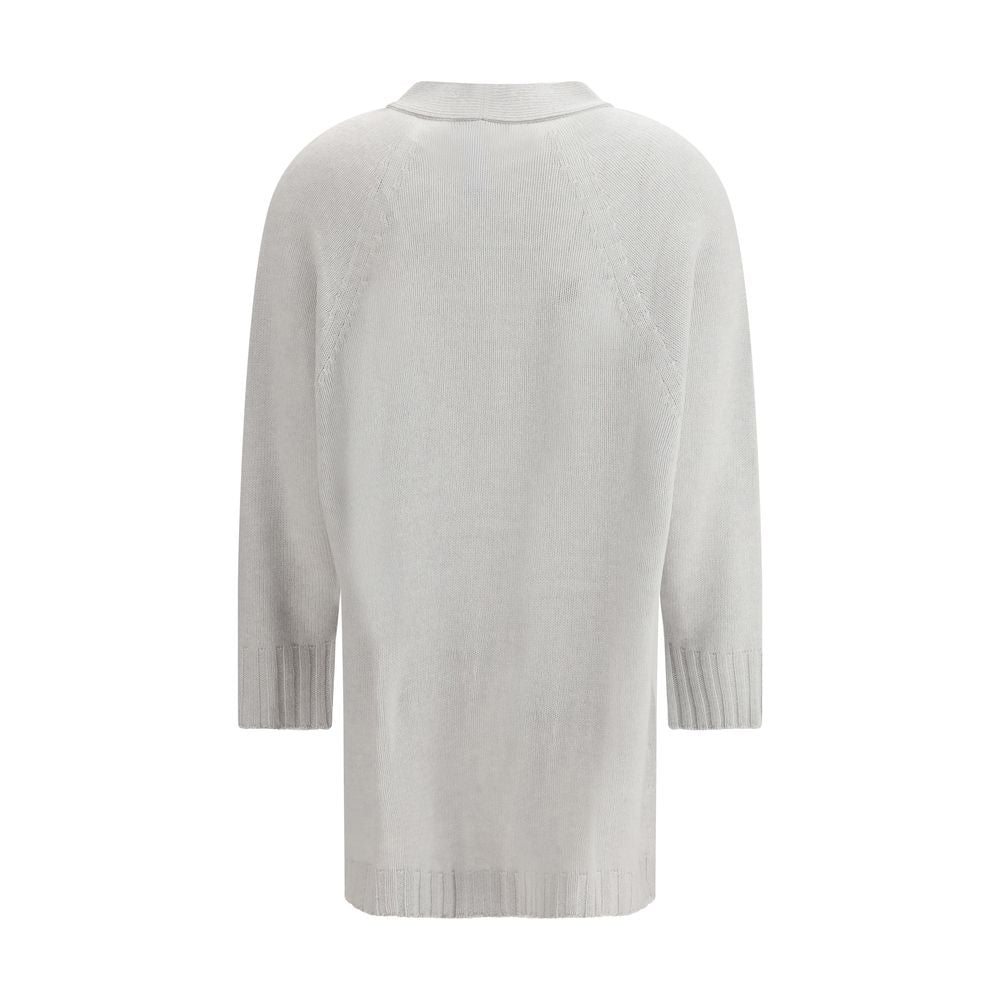 Gray Fleece Wool Cardigan