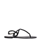 Black Leather Flip-Flop Sandals