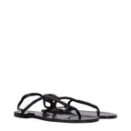 Black Leather Flip-Flop Sandals
