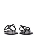 Black Leather Flip-Flop Sandals