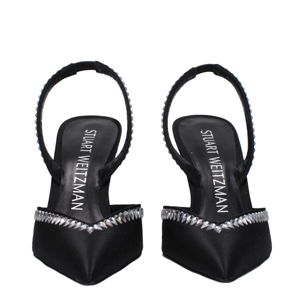 Black Satin Stiletto Heel Sandals