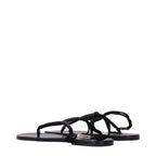 Black Leather Flip-Flop Sandals