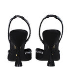 Black Satin Stiletto Heel Sandals