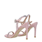 Pink Leather Stiletto Heel Sandals