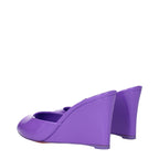 Purple Leather Wedge Sandals