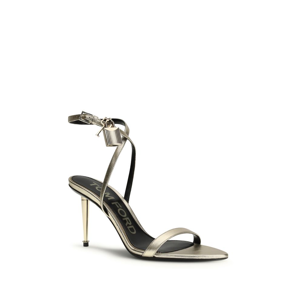 Gold Calf Leather Bos Taurus Stiletto Heel Sandals