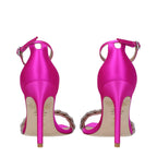 Pink Satin Stiletto Heel Sandals
