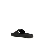 Black Polyurethane Sandals