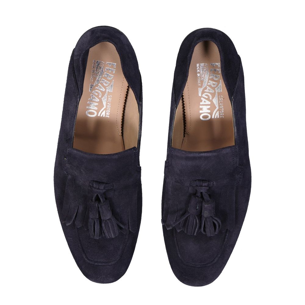 Blue Calfskin Slip-On Loafers
