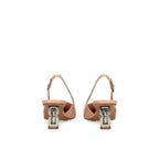 Beige Calfskin Mid Heel Pumps