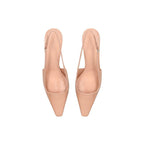 Beige Calfskin Mid Heel Pumps