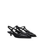 Black Calfskin Mid Heel Pumps
