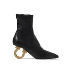 Black Lamb Leather Ankle Boots
