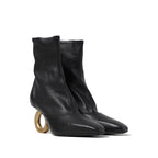 Black Lamb Leather Ankle Boots