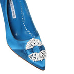 Blue Silk High Heel Pumps