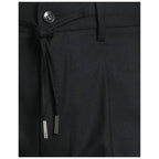 Black Elastane Casual Pants