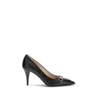 Black Calf Leather Bos Taurus Mid Heel Pumps
