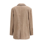 Beige Calf Leather Bos Taurus Coat