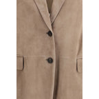 Beige Calf Leather Bos Taurus Coat