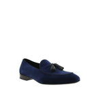 Blue Leather Slip-On Loafers