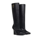 Black Calfskin High Heel Boots