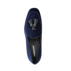 Blue Leather Slip-On Loafers