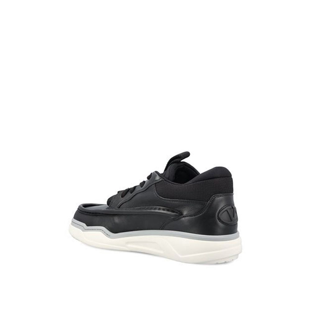 Black Lamb Leather Low Top Sneakers