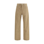 Beige Cotton Straight-Leg Jeans