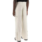 Beige Polyester Cargo Pants