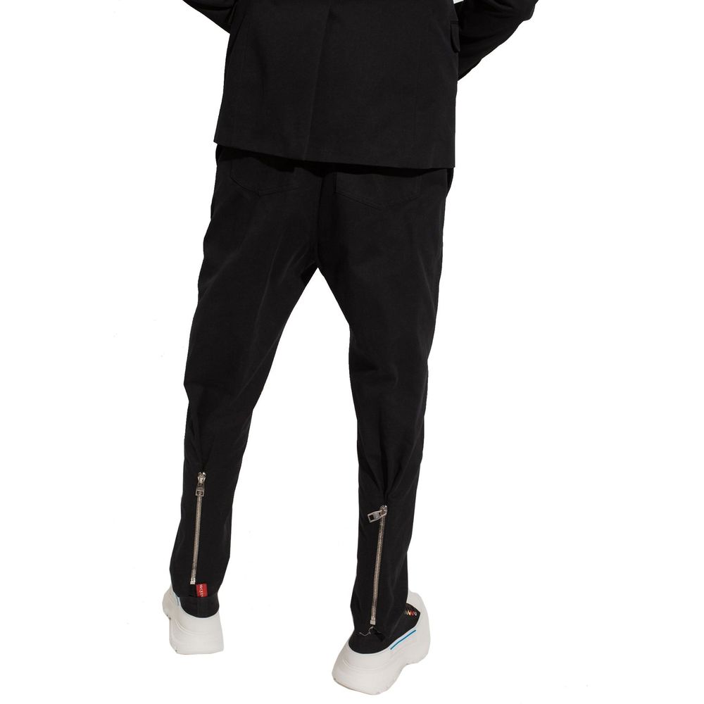 Black Cotton Casual Pants