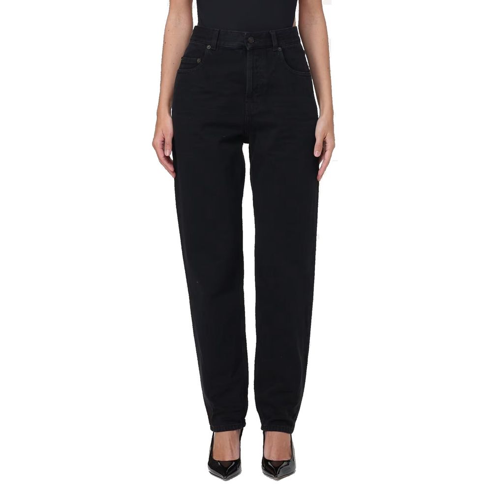 Black Cotton High-Waisted Jean