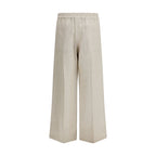 Beige Linen Casual Pants