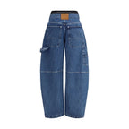 Blue Cotton High-Waisted Jean
