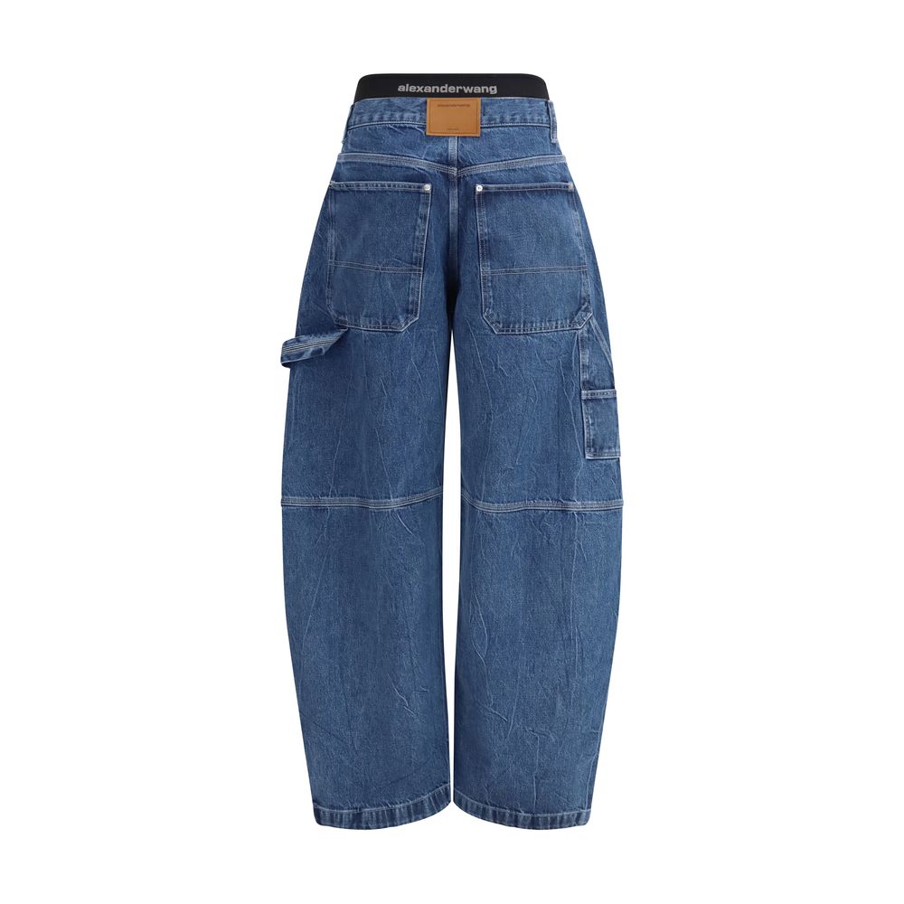 Blue Cotton High-Waisted Jean