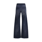 Blue Cotton Flared Jeans
