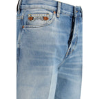 Blue Cotton Flared Jeans