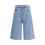 Blue Cotton Bermuda Shorts