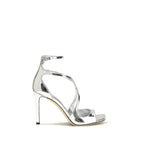 Silver Calf Leather Bos Taurus Stiletto Heel Sandals