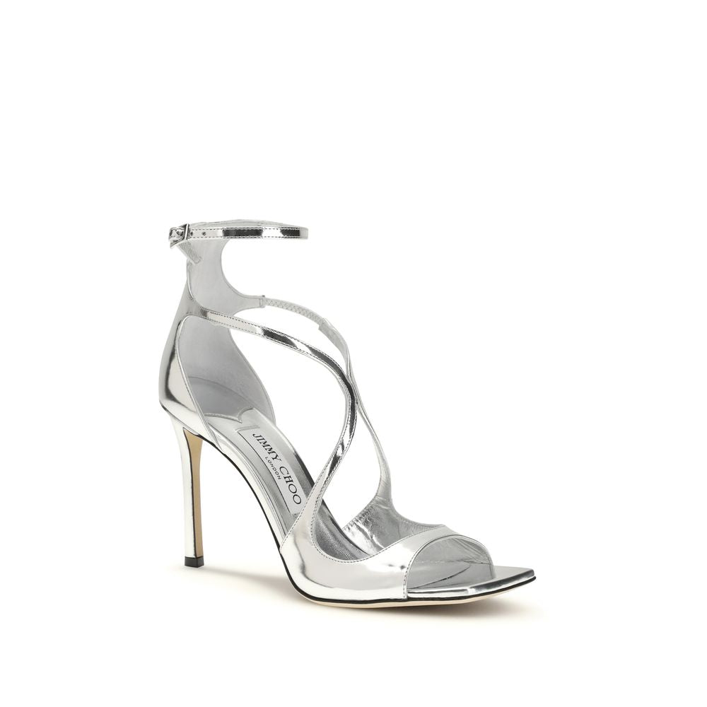 Silver Calf Leather Bos Taurus Stiletto Heel Sandals