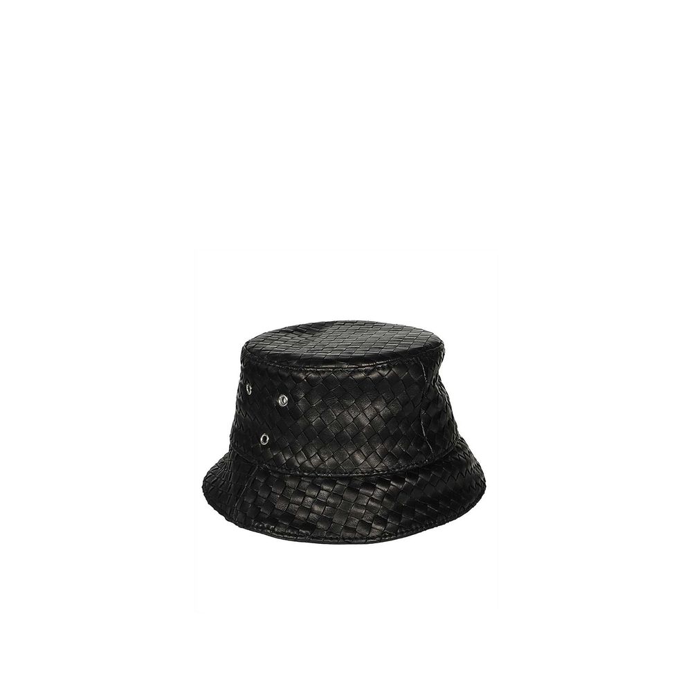 Black Lamb Leather Bucket Hat