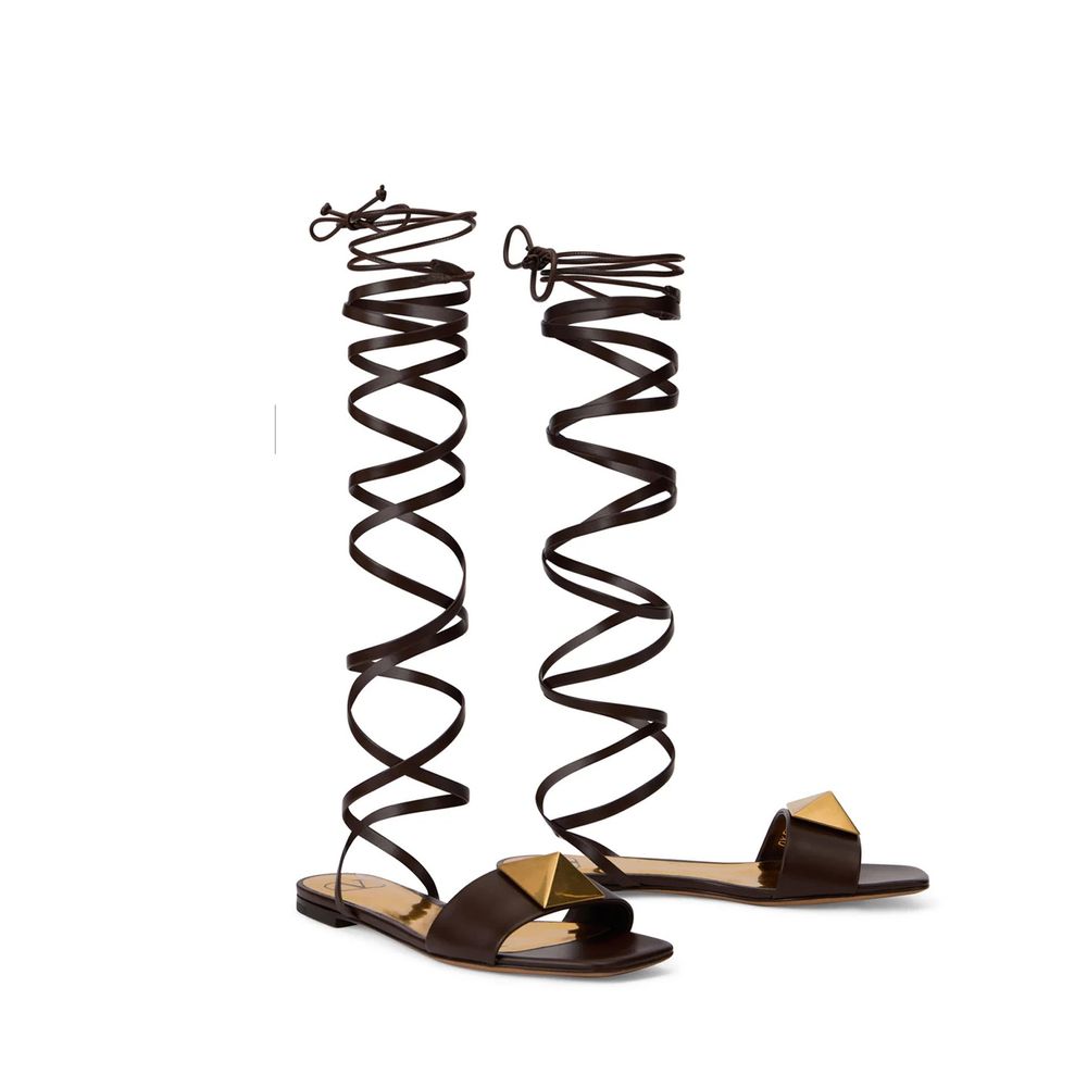 Brown Leather Strap-On Sandals