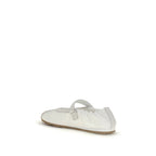White Fabric Ballet Flats